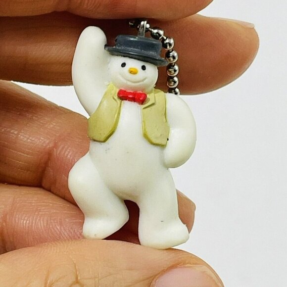 Vintage 2003 Snowman Keychain Dance Happy Jacket Chain Christmas Winter Party - Picture 1 of 9